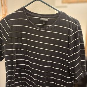 Women’s Black Striped Short Sleeve Tee - Classic Crewneck